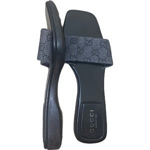 Black Gucci Print Slides